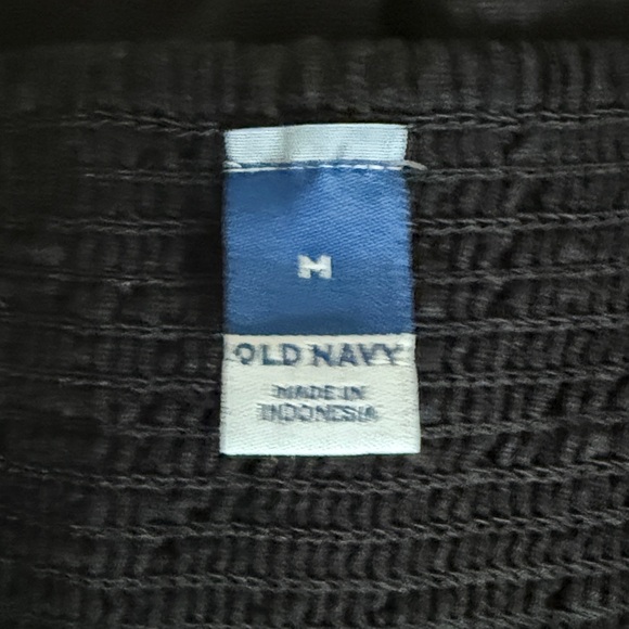 Old Navy black sleeveless v-neck tie-back smocked shift maxi dress size medium - Picture 7 of 8